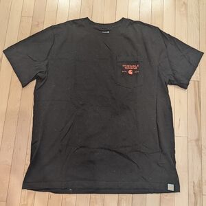 Carhartt Black Short-Sleeve Pocket Tee with Small Orange Chest Print